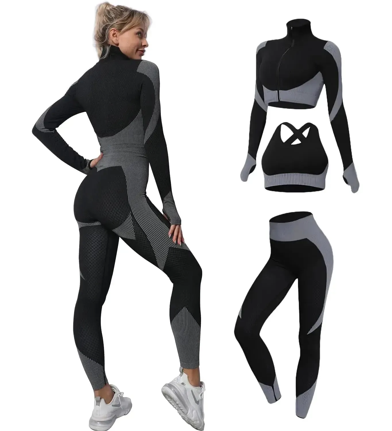 2/3PCS Seamless Women Yoga Set Workout Sportswear Gym Clothing