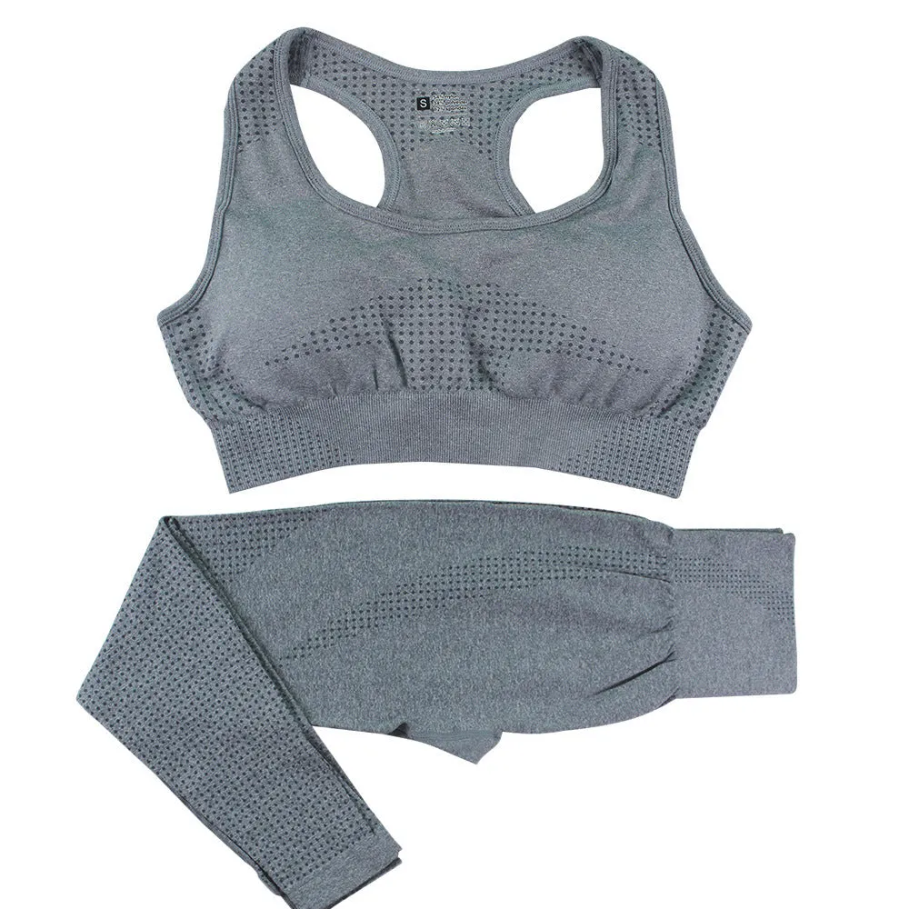 2PCS Seamless Yoga Set Women - High Waist Leggings & Crop Top | Workout Gym Fitness Sportswear