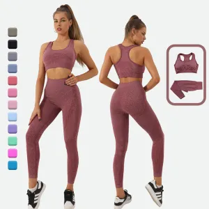 2PCS Seamless Yoga Set Women - High Waist Leggings & Crop Top | Workout Gym Fitness Sportswear