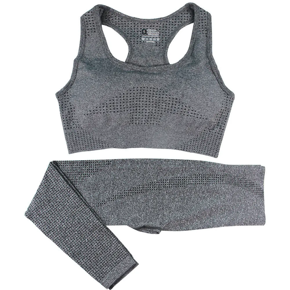 2PCS Seamless Yoga Set Women - High Waist Leggings & Crop Top | Workout Gym Fitness Sportswear