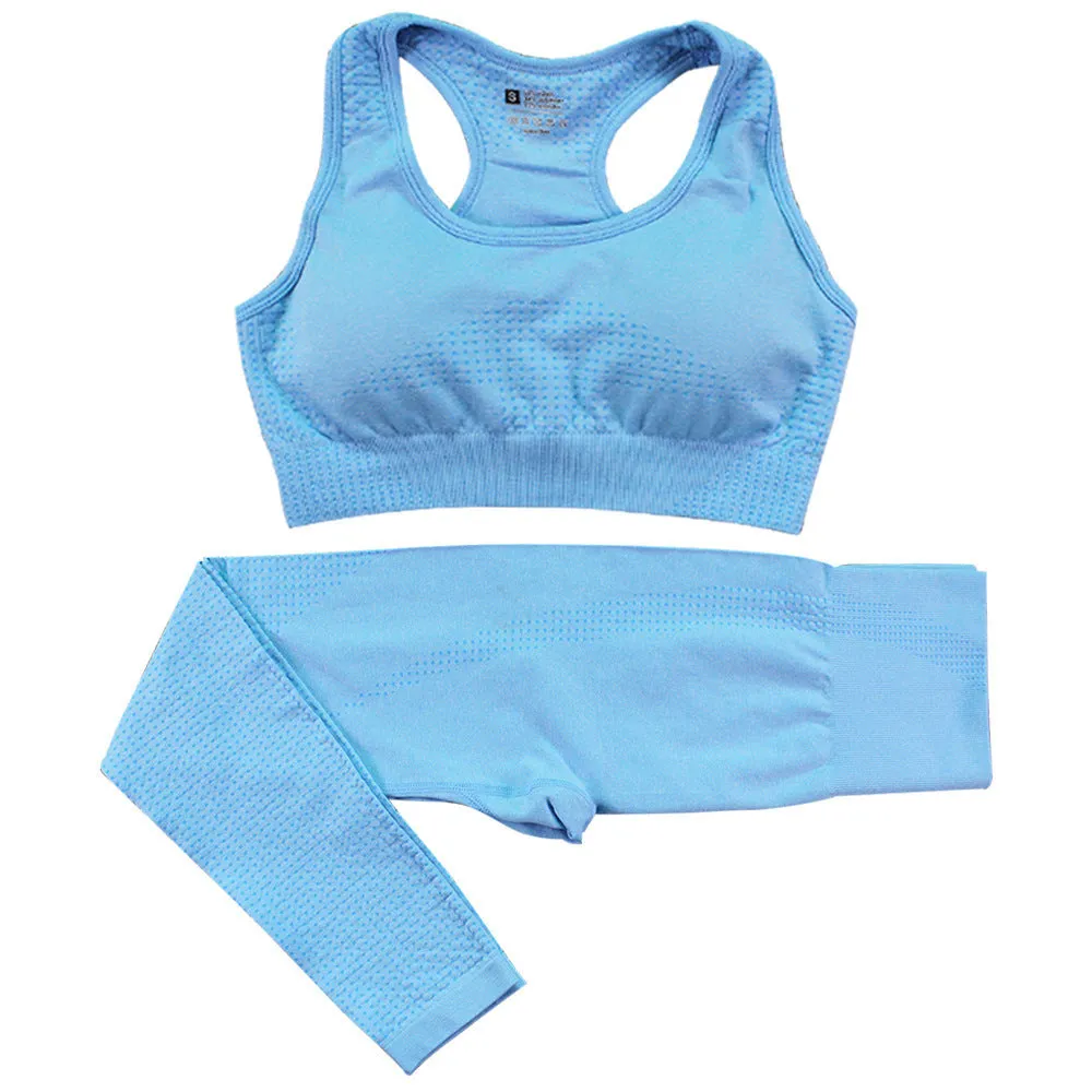 2PCS Seamless Yoga Set Women - High Waist Leggings & Crop Top | Workout Gym Fitness Sportswear