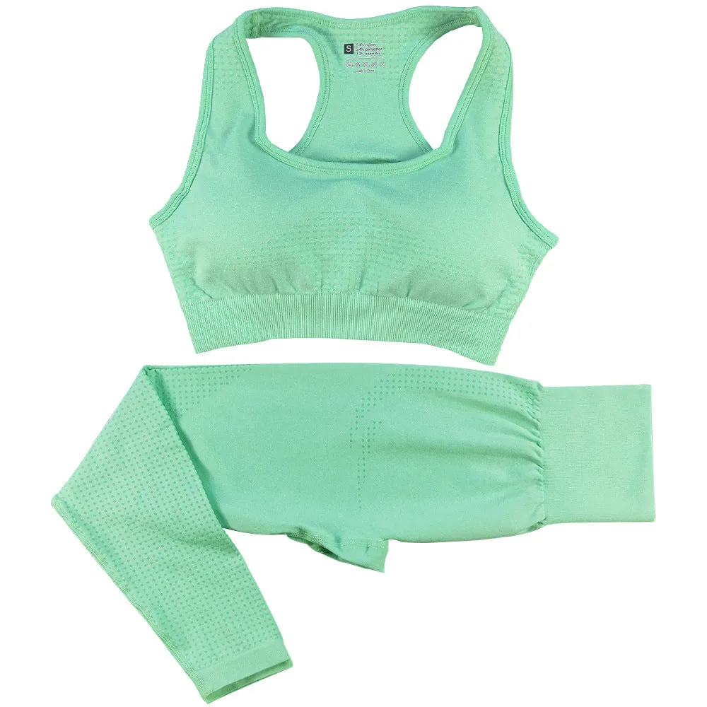 2PCS Seamless Yoga Set Women - High Waist Leggings & Crop Top | Workout Gym Fitness Sportswear