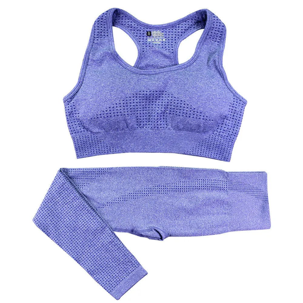 2PCS Seamless Yoga Set Women - High Waist Leggings & Crop Top | Workout Gym Fitness Sportswear