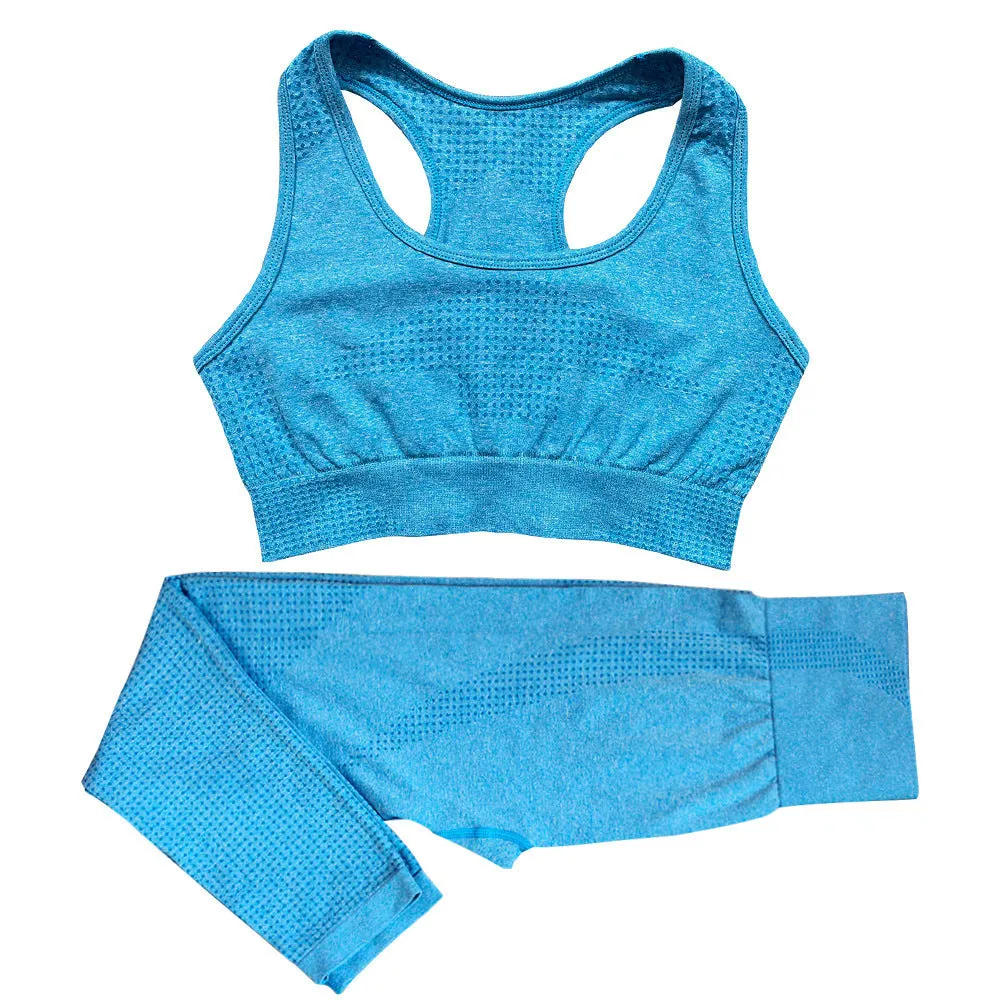 2PCS Seamless Yoga Set Women - High Waist Leggings & Crop Top | Workout Gym Fitness Sportswear