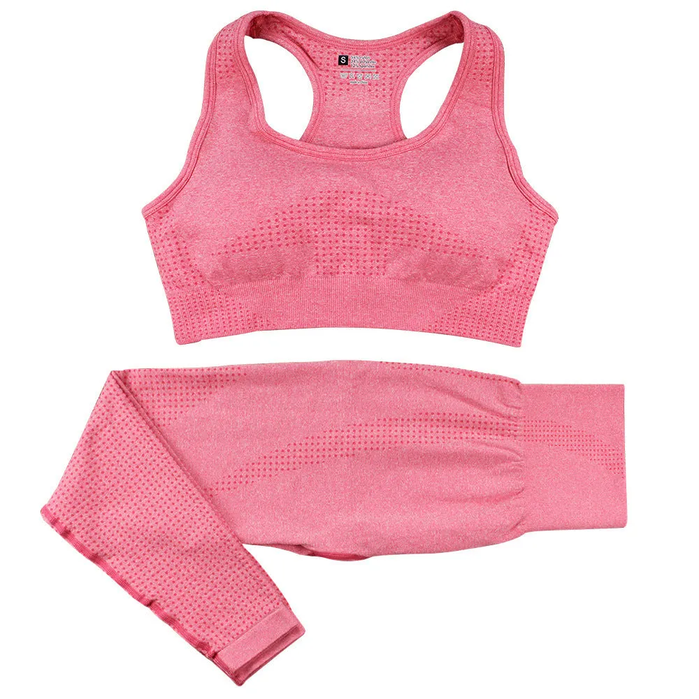2PCS Seamless Yoga Set Women - High Waist Leggings & Crop Top | Workout Gym Fitness Sportswear