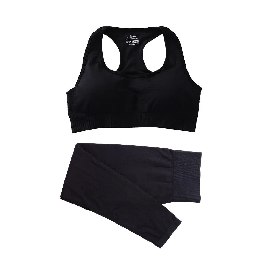 2PCS Seamless Yoga Set Women - High Waist Leggings & Crop Top | Workout Gym Fitness Sportswear