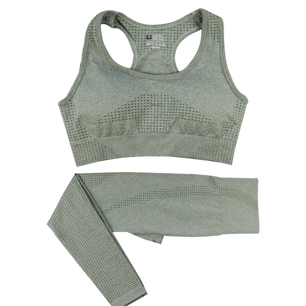 2PCS Seamless Yoga Set Women - High Waist Leggings & Crop Top | Workout Gym Fitness Sportswear