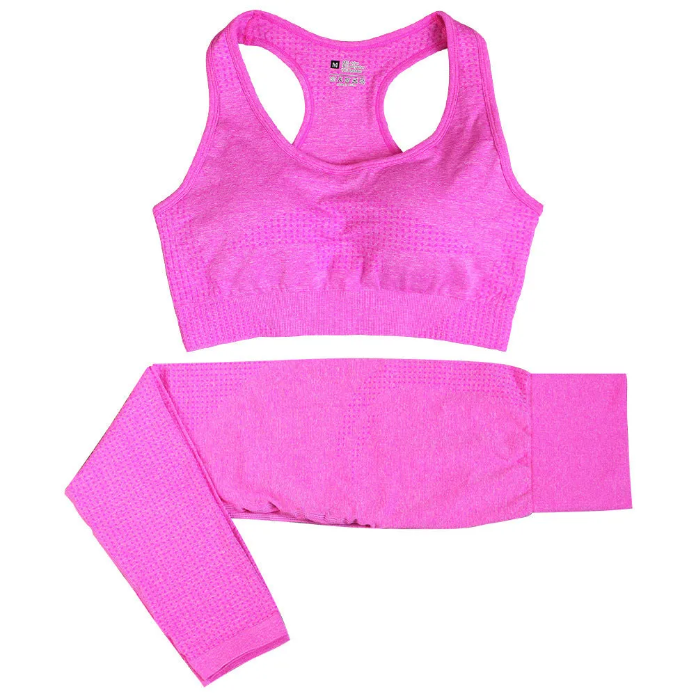 2PCS Seamless Yoga Set Women - High Waist Leggings & Crop Top | Workout Gym Fitness Sportswear