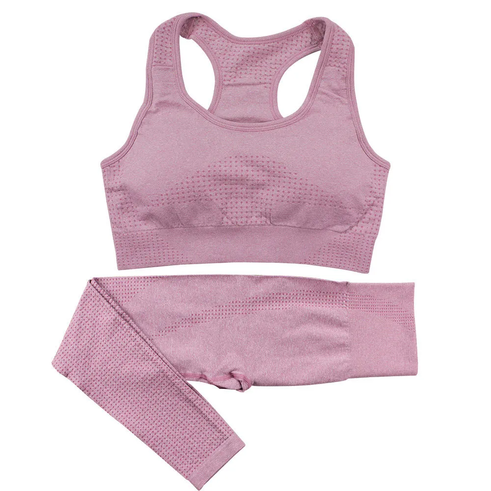 2PCS Seamless Yoga Set Women - High Waist Leggings & Crop Top | Workout Gym Fitness Sportswear