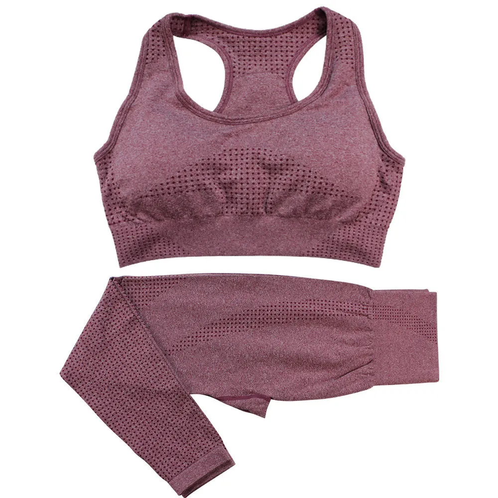 2PCS Seamless Yoga Set Women - High Waist Leggings & Crop Top | Workout Gym Fitness Sportswear