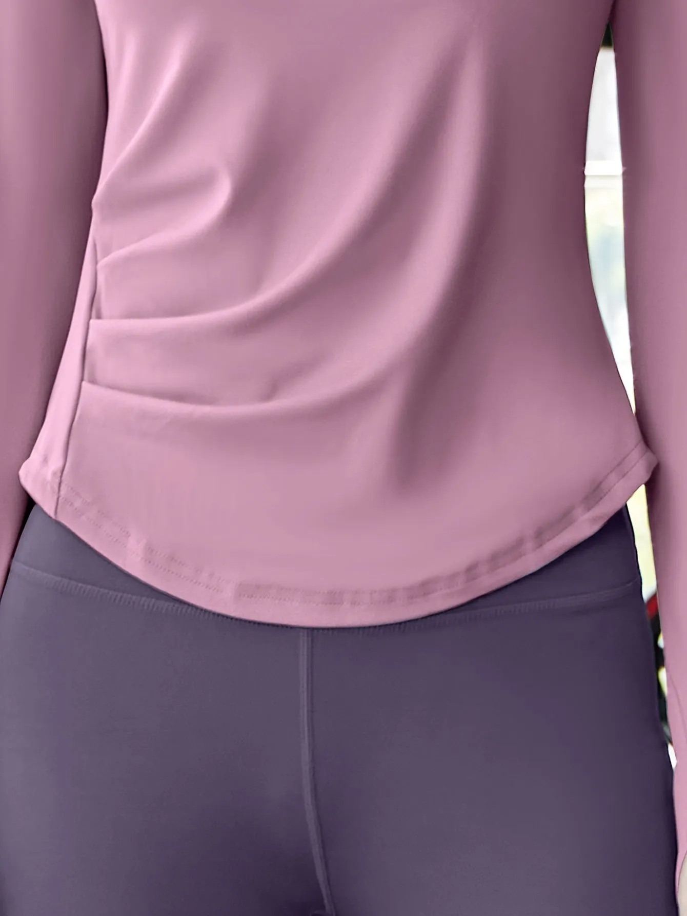 2pcs Women'S Yoga Set, V-Neck Long Sleeve Top & High-Waisted Leggings