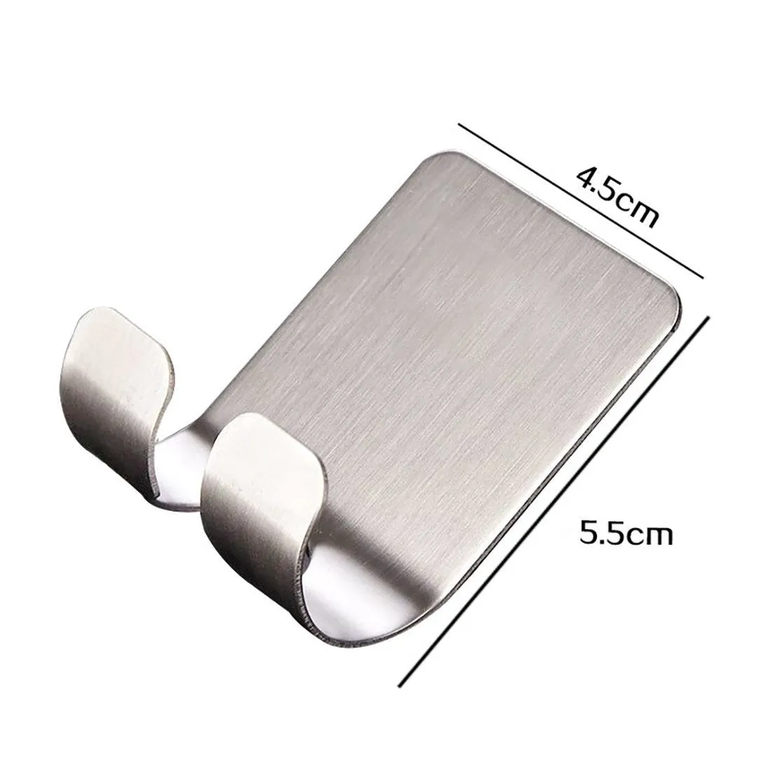4 Pack Plug Holder Hook Razor Holder for Shower Sticking Wall Self Adhesive for Hanging Kitchen Bathroom Double Hook, Brushed Stainless Steel