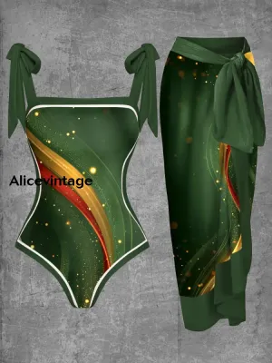 Abstract Art Print Halter Two Piece Swimsuits