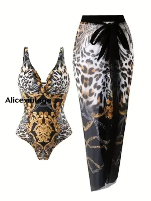 Abstract Art Print Halter Two Piece Swimsuits