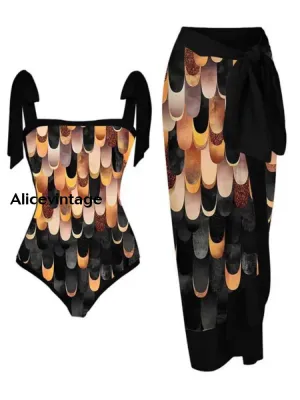Abstract Art Print Halter Two Piece Swimsuits