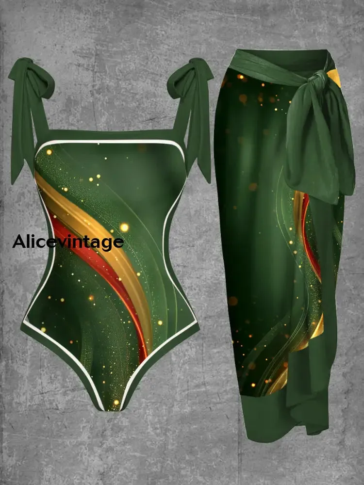 Abstract Art Print Halter Two Piece Swimsuits