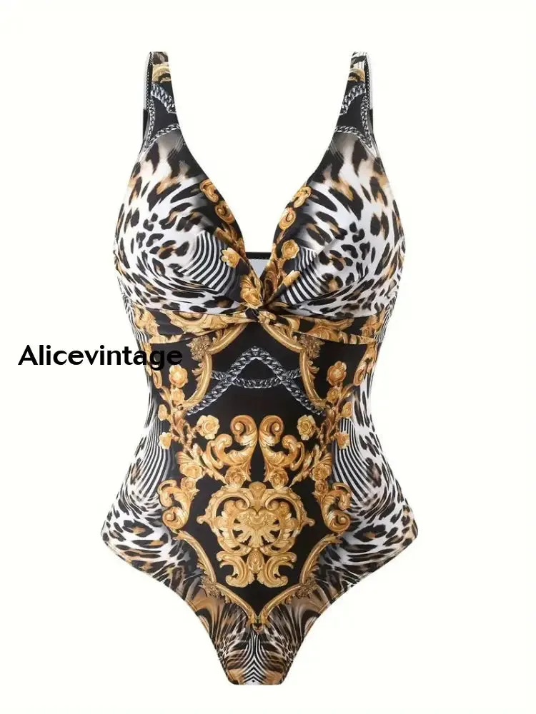 Abstract Art Print Halter Two Piece Swimsuits