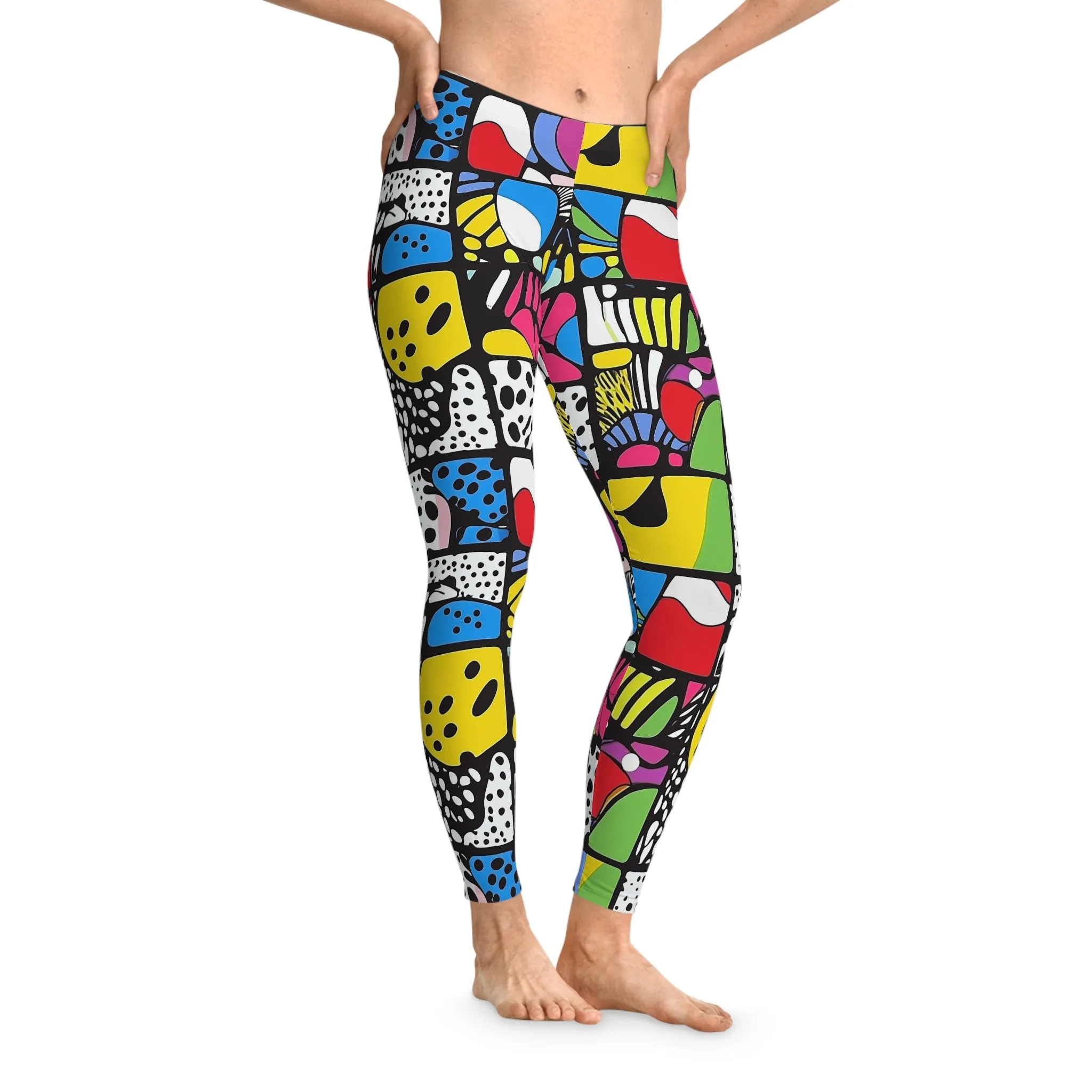 Abstract Pulse Stretchy Leggings for Active Lifestyle & Everyday Comfort