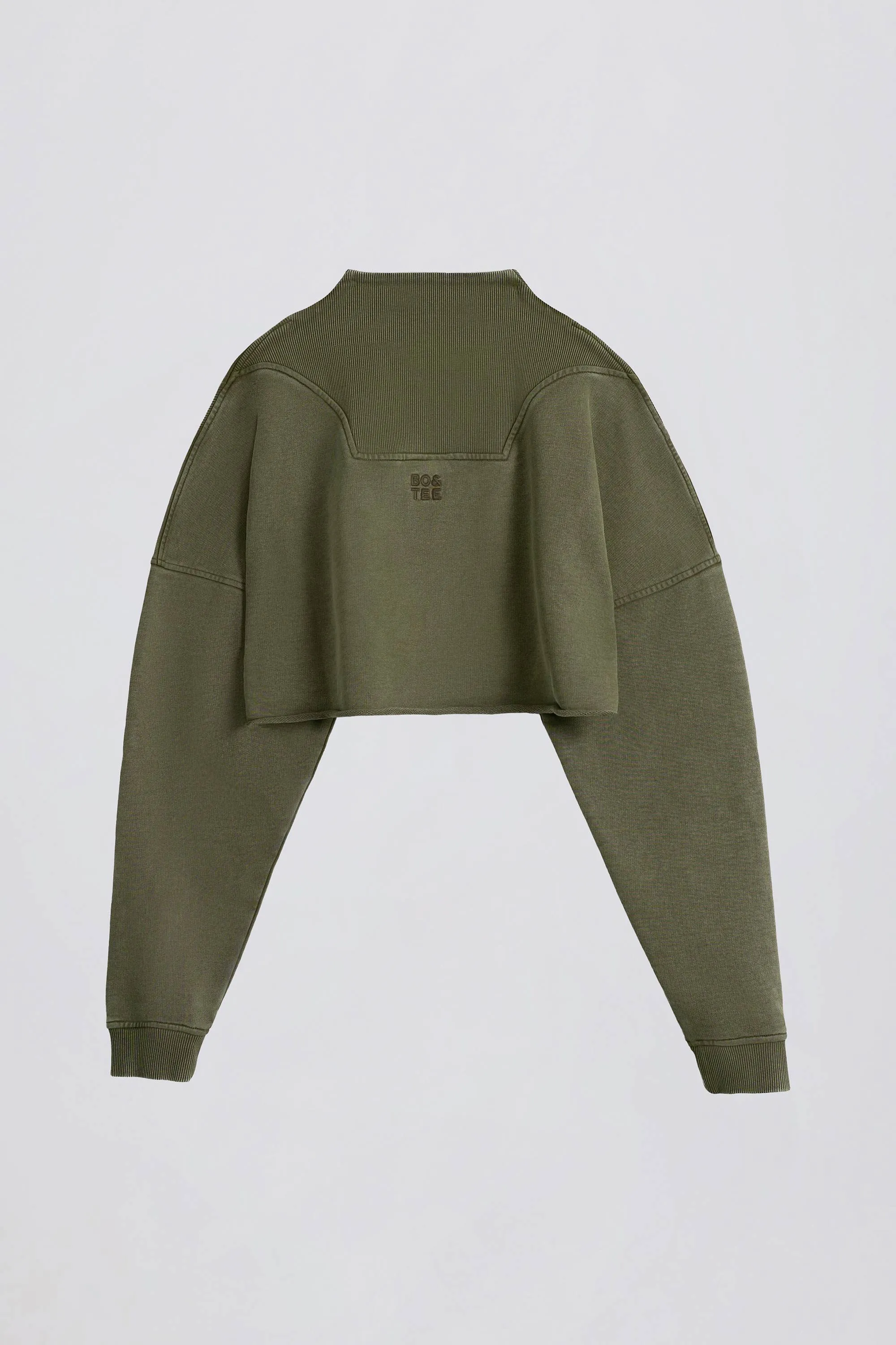 Acid Wash Cropped Sweatshirt in Light Green
