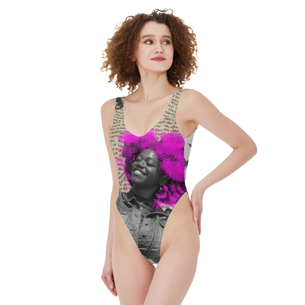 Afro Puffs -  Women's High Cut One-piece Swimsuit