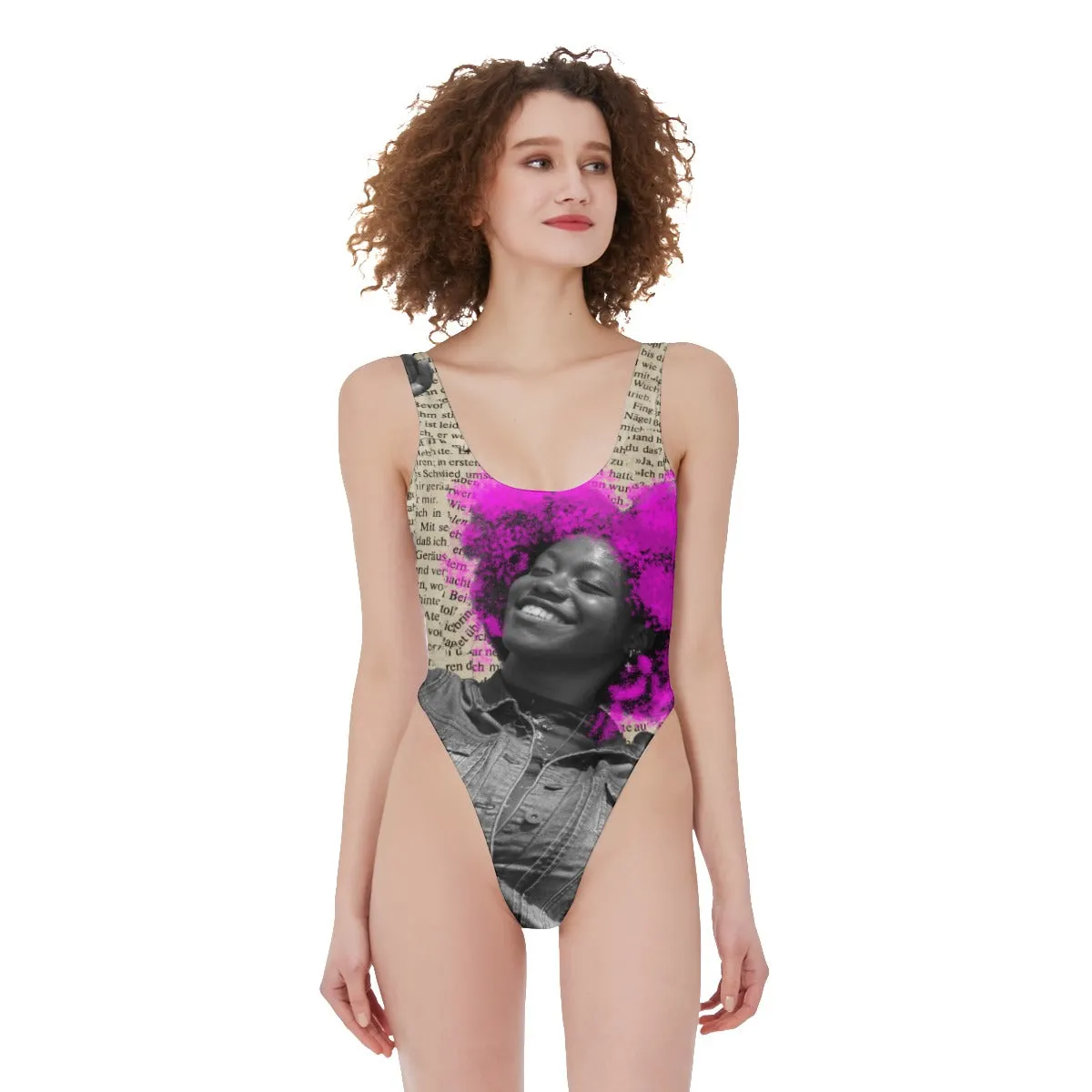 Afro Puffs -  Women's High Cut One-piece Swimsuit