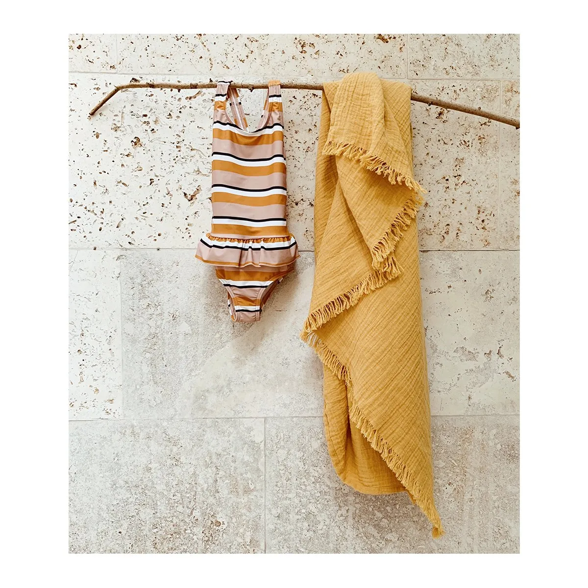Amara Swimsuit - Stripe: Rose/mustard/creme de la creme