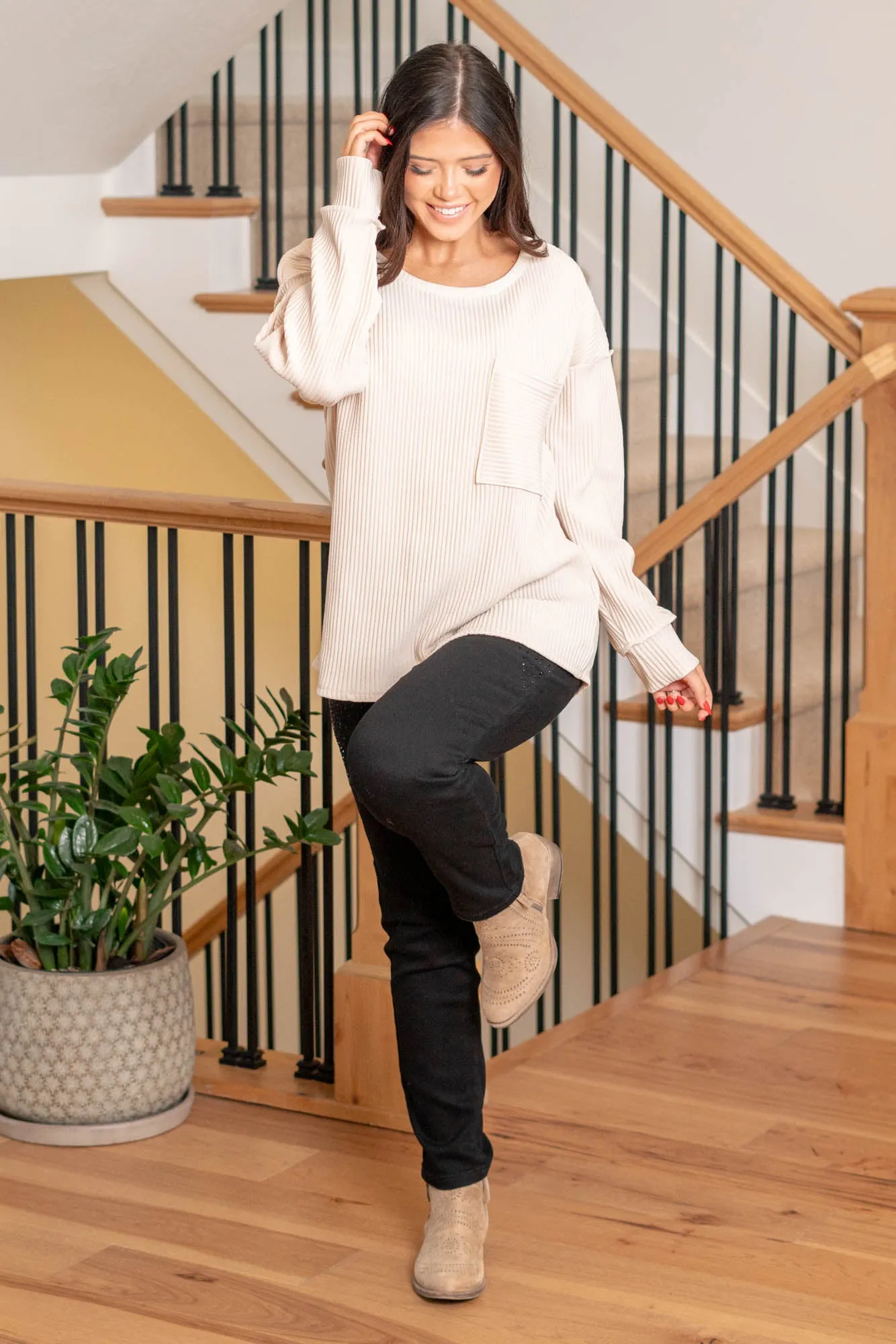 Amelia Pleated Pocket Top - Ivory