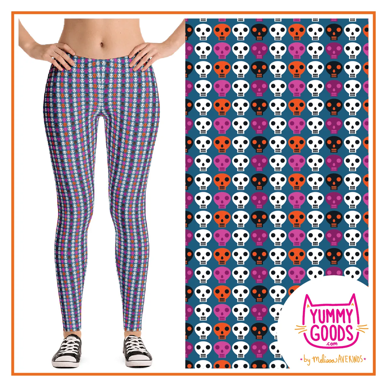 ANYTIME SKULLS Mid-Rise Leggings