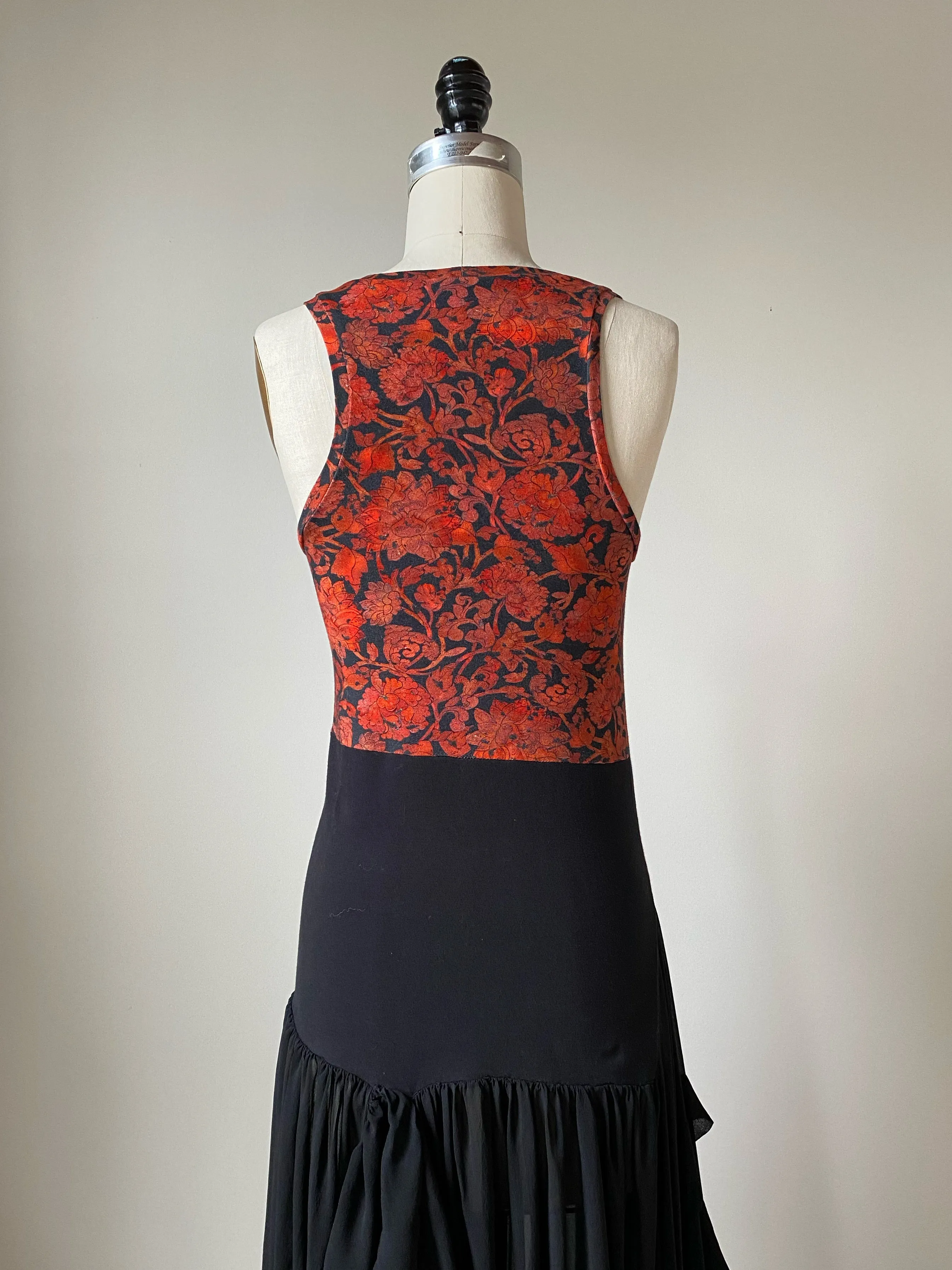 armor printed jersey and victorian chiffon slip dress