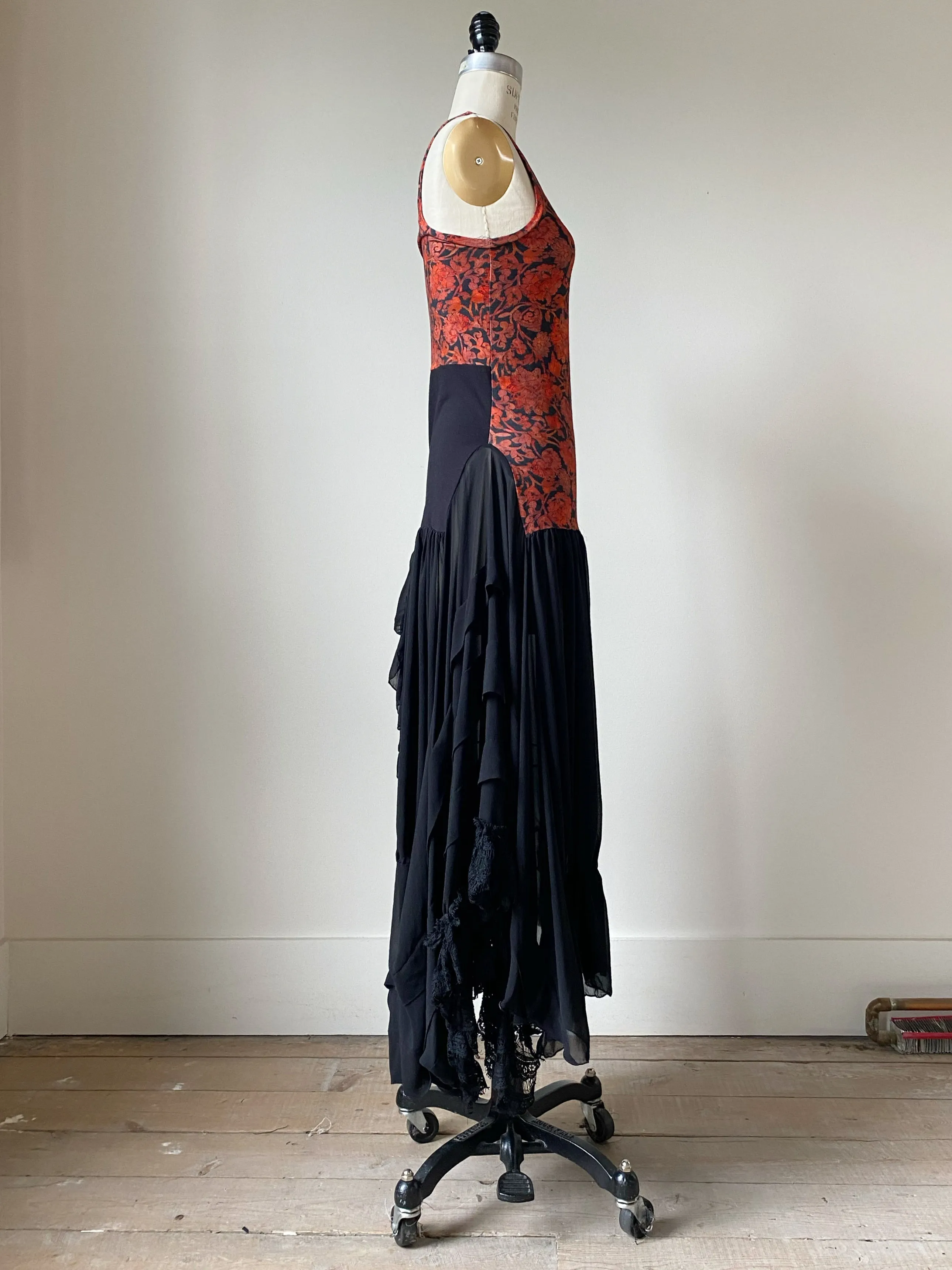 armor printed jersey and victorian chiffon slip dress