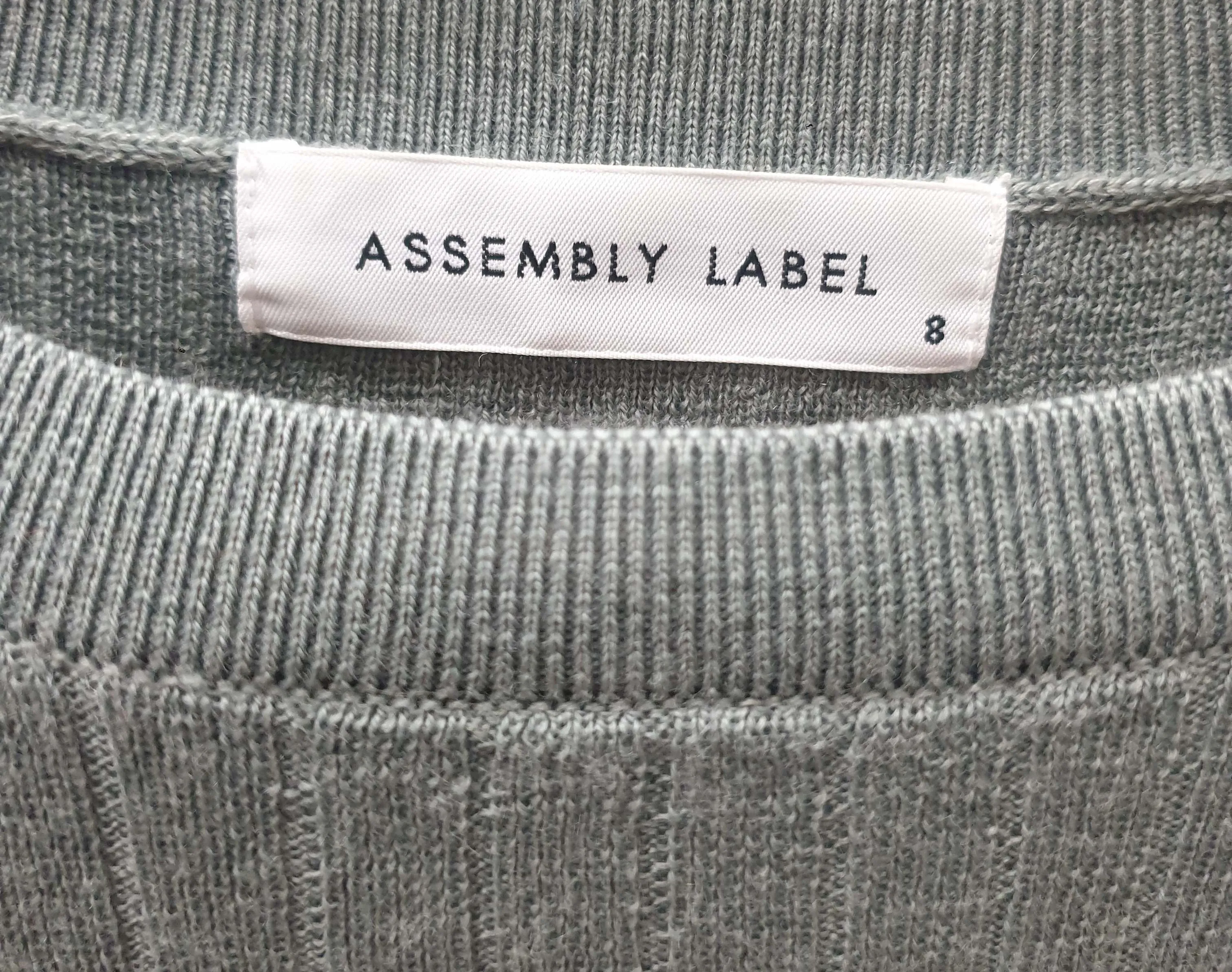 Assembly Label grey blue wool half sleeve top size 8