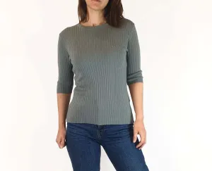 Assembly Label grey blue wool half sleeve top size 8
