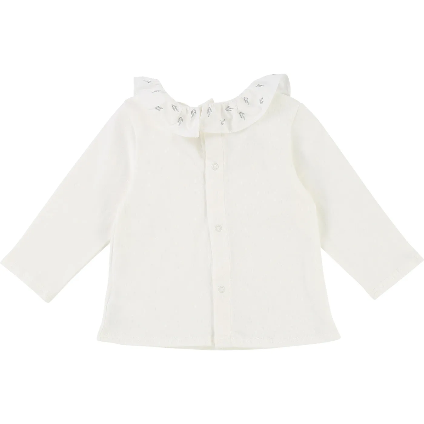 Baby Long Sleeve T-shirt with Poplin Ruffle Collar