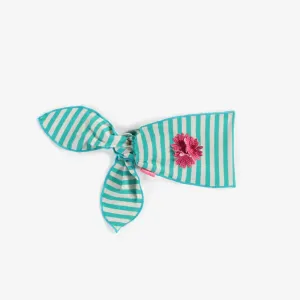Bandeau de bain ligné turquoise, bébé  || Turquoise striped bathing headband, baby