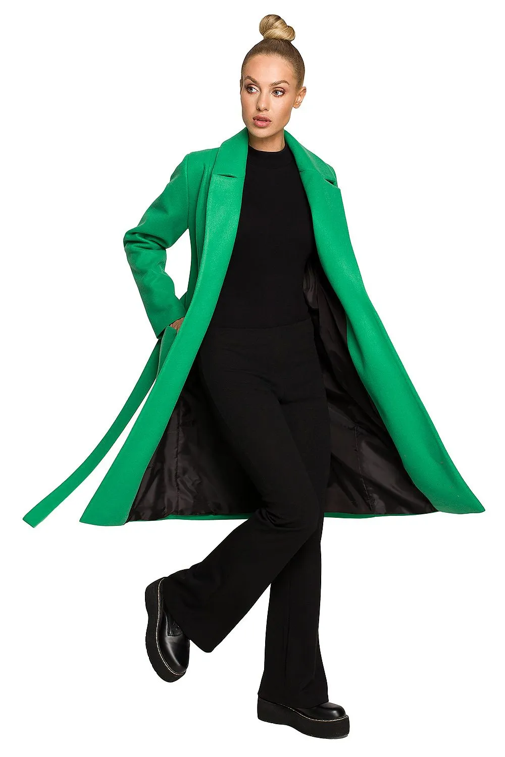 Belted Collar Fleece Coat