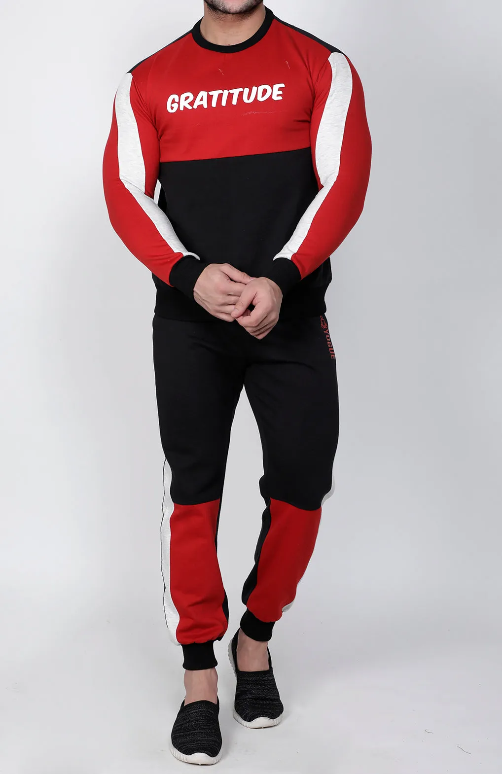 Black & Red Crew-Neck Tracksuit
