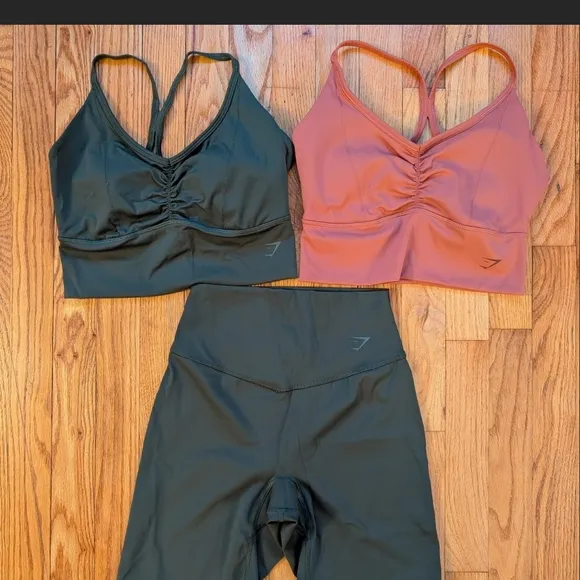 Black and Pink Sports Bra and Leggings Set