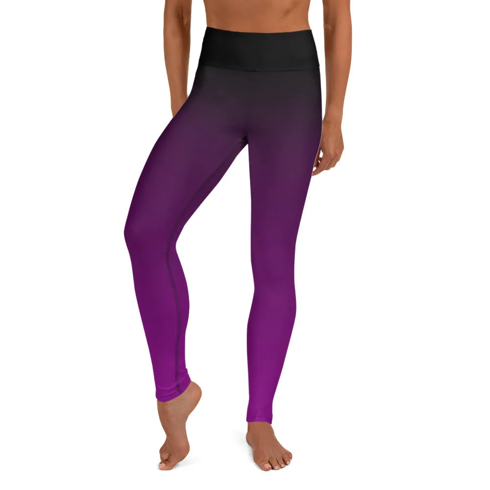 Black and Purple Ombre High-waist Yoga Leggings