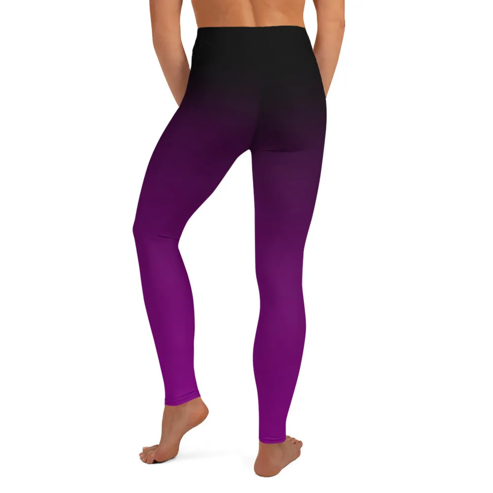 Black and Purple Ombre High-waist Yoga Leggings