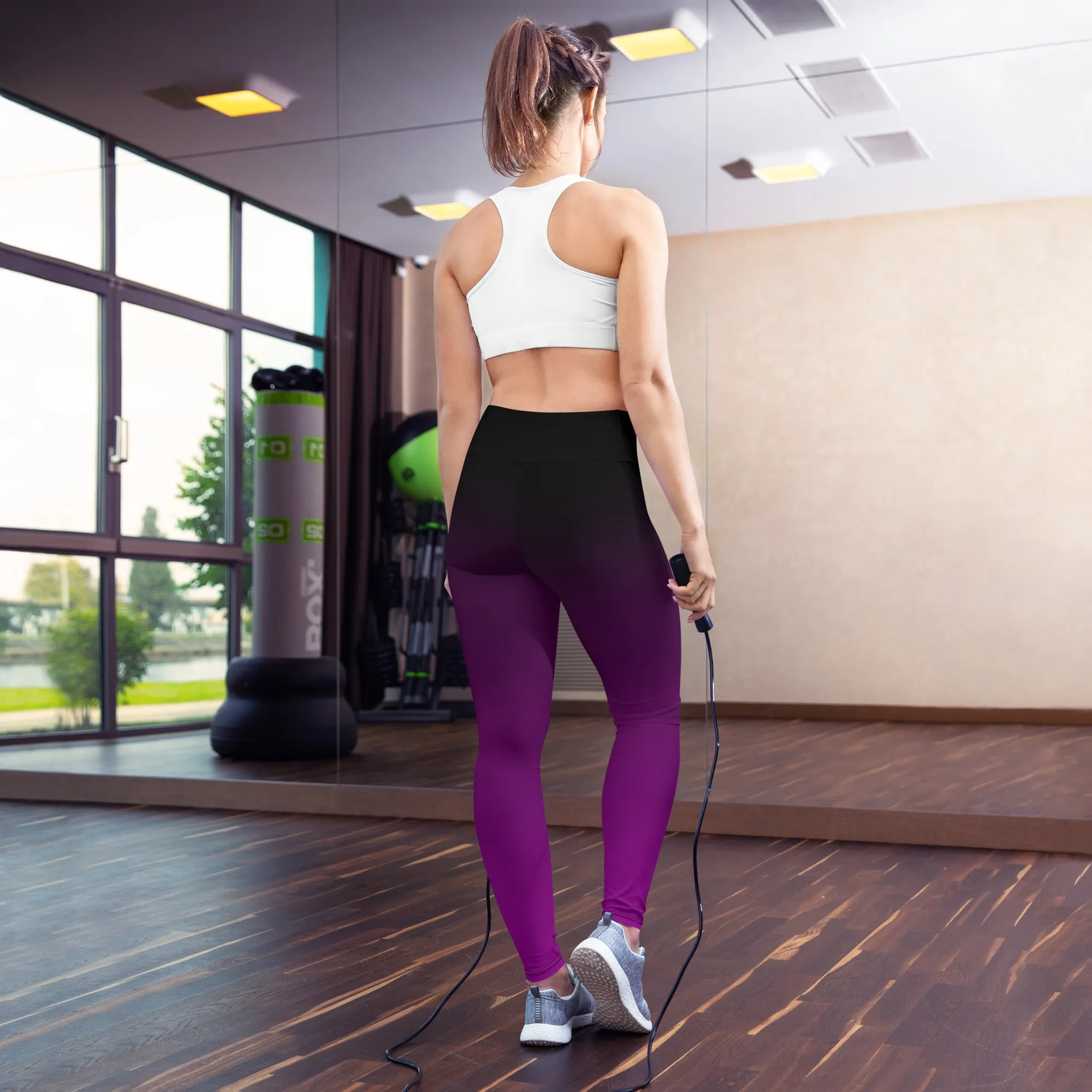 Black and Purple Ombre High-waist Yoga Leggings