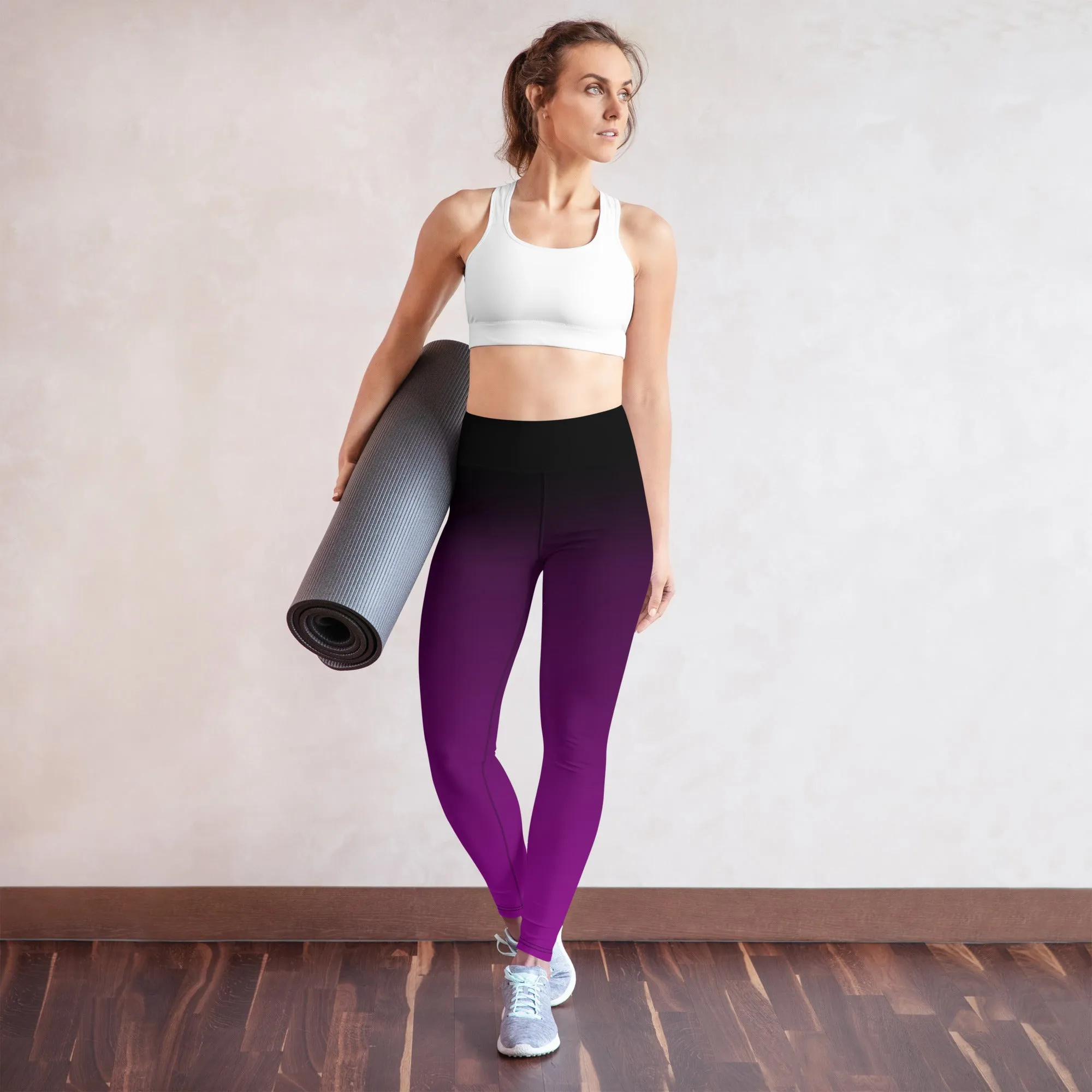 Black and Purple Ombre High-waist Yoga Leggings