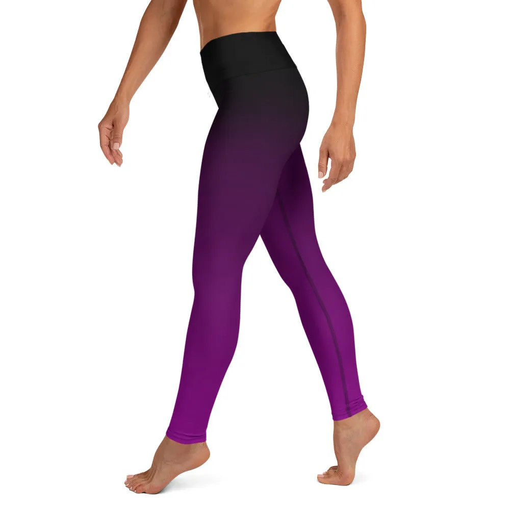 Black and Purple Ombre High-waist Yoga Leggings