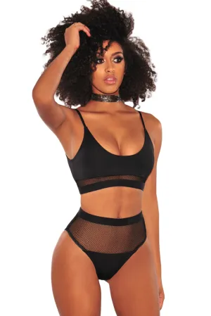 Black Fishnet High Waist Bikini