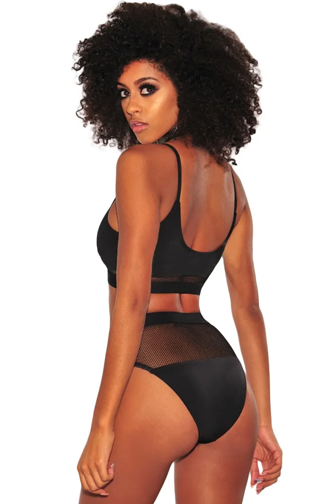 Black Fishnet High Waist Bikini