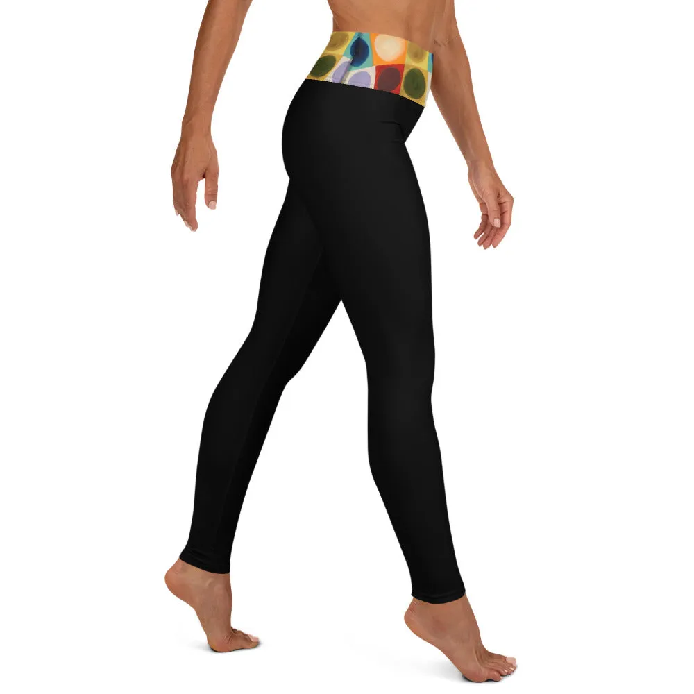 Black Leggings with "Circles" Waistband
