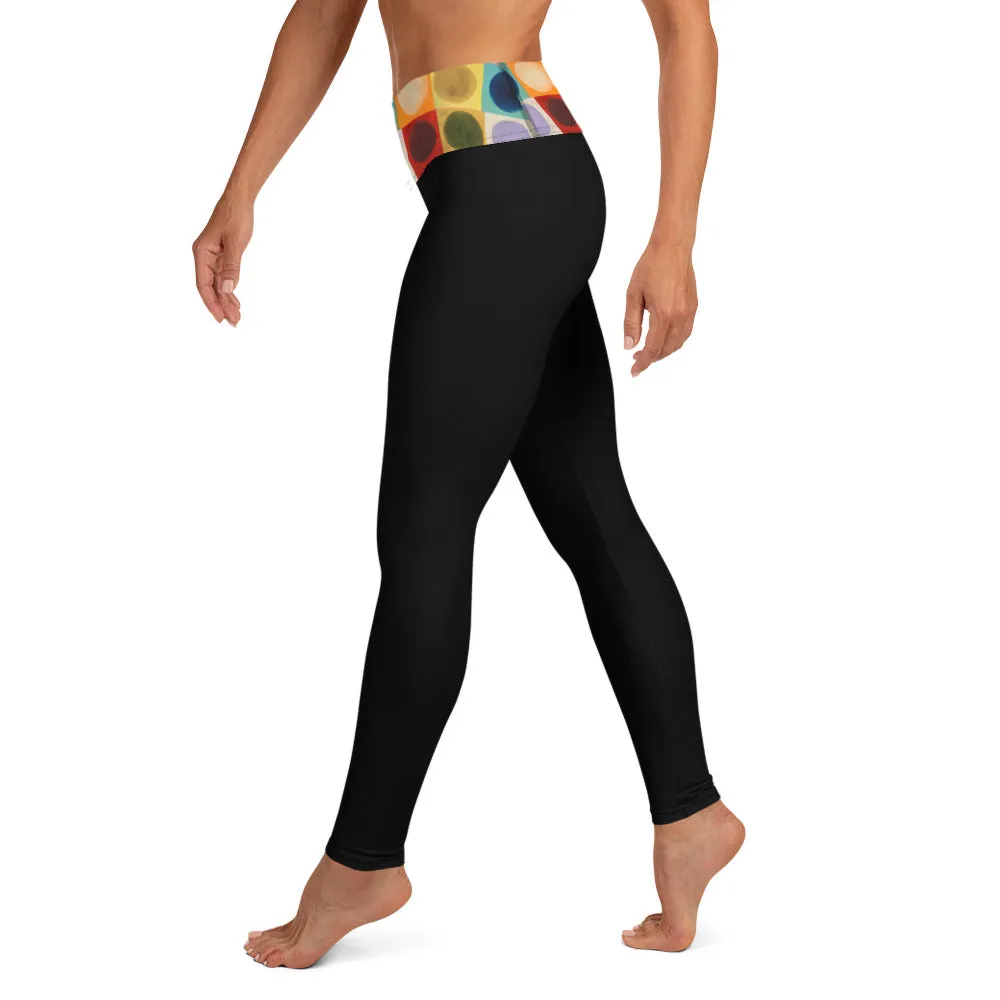 Black Leggings with "Circles" Waistband