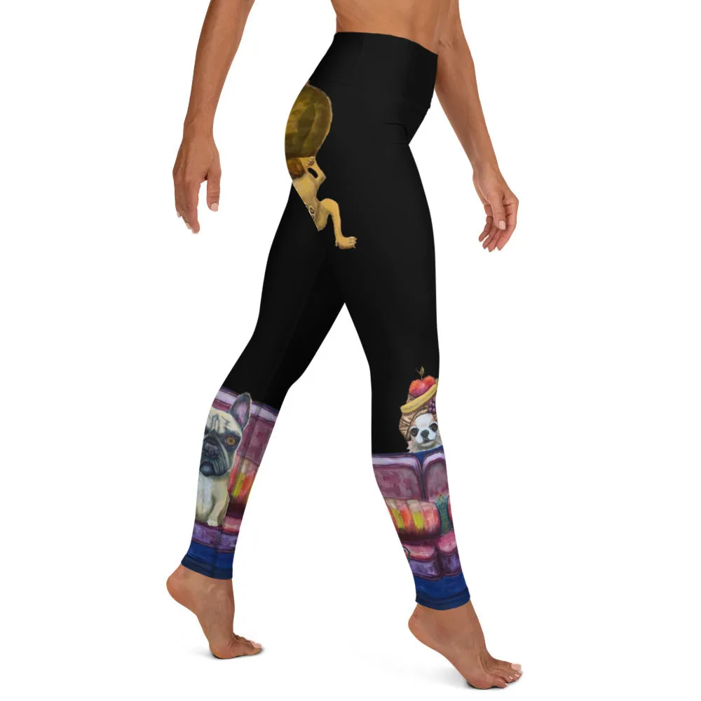 Black "Salon  Dogs" Yoga Leggings