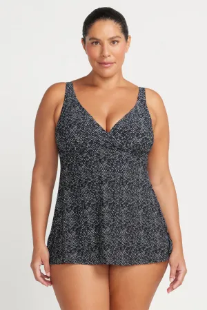 Black Zig Zag Delacroix Multifit Cup Swim Dress