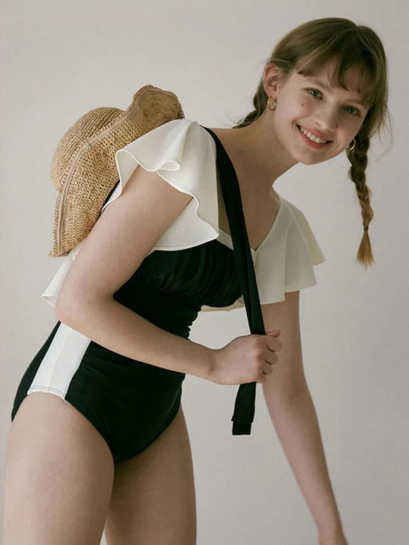 Blue Lolita Outfits Ruffles Sleeveless Jumpsuit Swimsuit