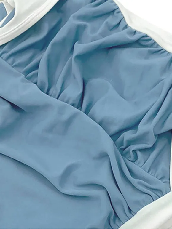 Blue Lolita Outfits Ruffles Sleeveless Jumpsuit Swimsuit